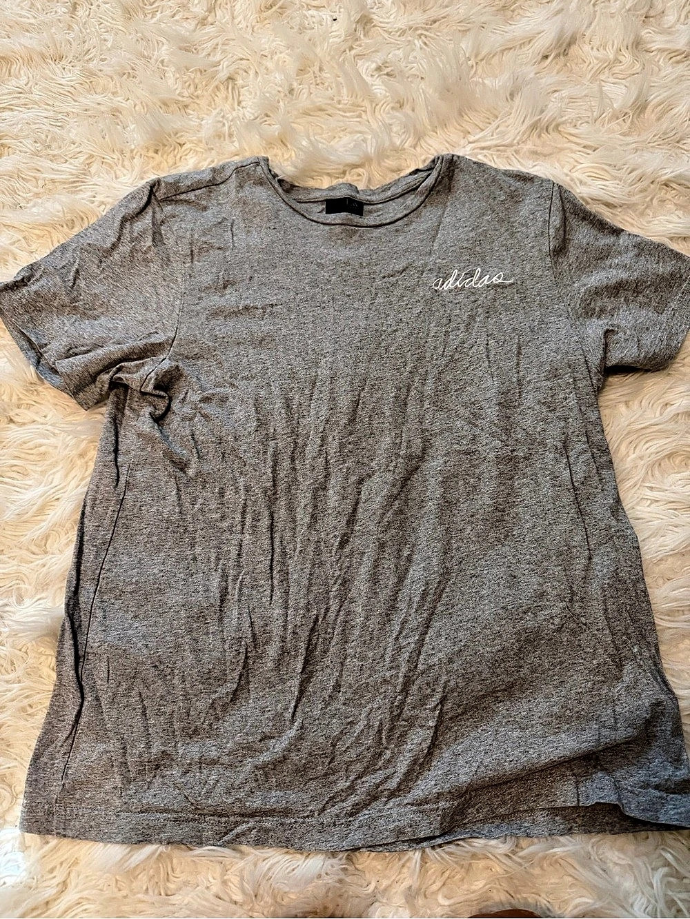 adidas Script Logo Heather Gray T-Shirt women small